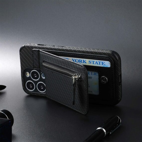 Magnetic Zipper Wallet Samsung Cover With Credit Card Holder