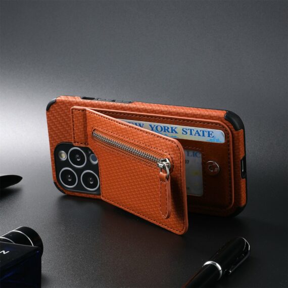 Magnetic Zipper Wallet Samsung Cover With Credit Card Holder