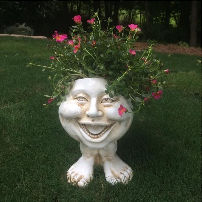 Mugglys Face Statue Planter - Happy New Year 49% OFF