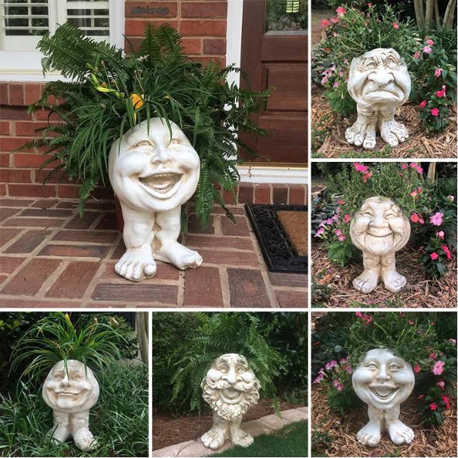 Mugglys Face Statue Planter - Happy New Year 49% OFF