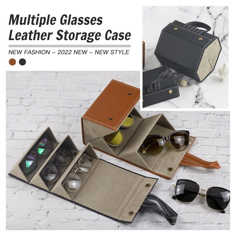 Multiple Glasses Leather Storage Case