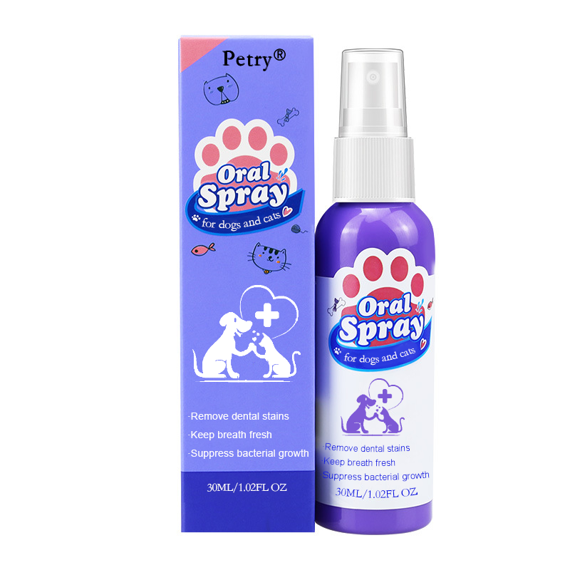 Petry Teeth Cleaning Spray for Dogs & Cats, Eliminate Bad Breath, Targets Tartar & Plaque, Without Brushing