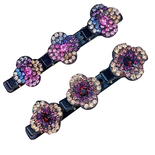 Sparkling Crystal Stone Braided Hair Clips