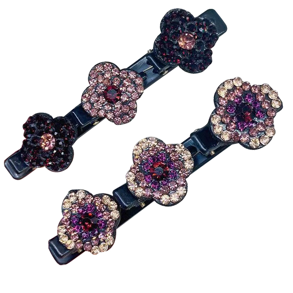 Sparkling Crystal Stone Braided Hair Clips