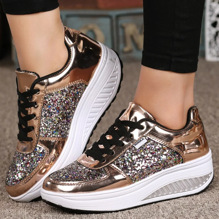 Women's Comfortable Shiny Mirror Casual Shoes