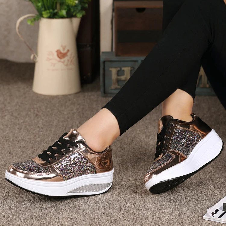 Women's Comfortable Shiny Mirror Casual Shoes