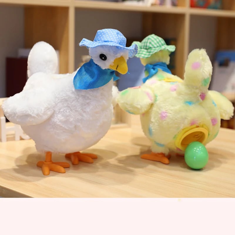 2023 New Style Easter Plush Toys Lay Eggs Musical Chicken