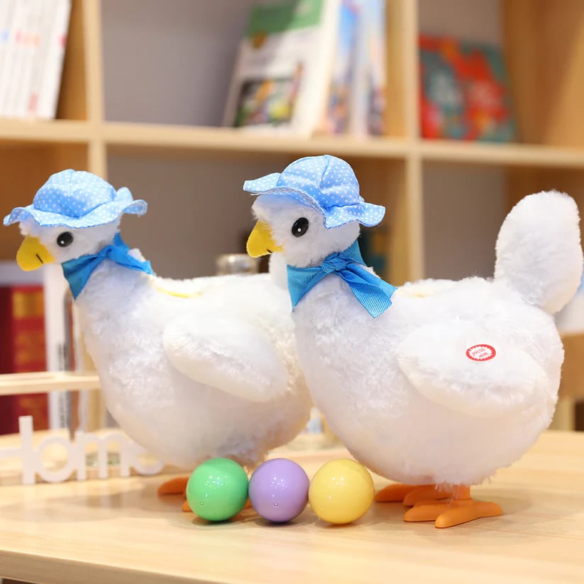 2023 New Style Easter Plush Toys Lay Eggs Musical Chicken