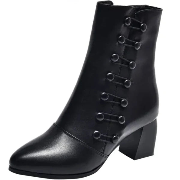 2023 Women Warm Side Butto Leather Ankle Boots