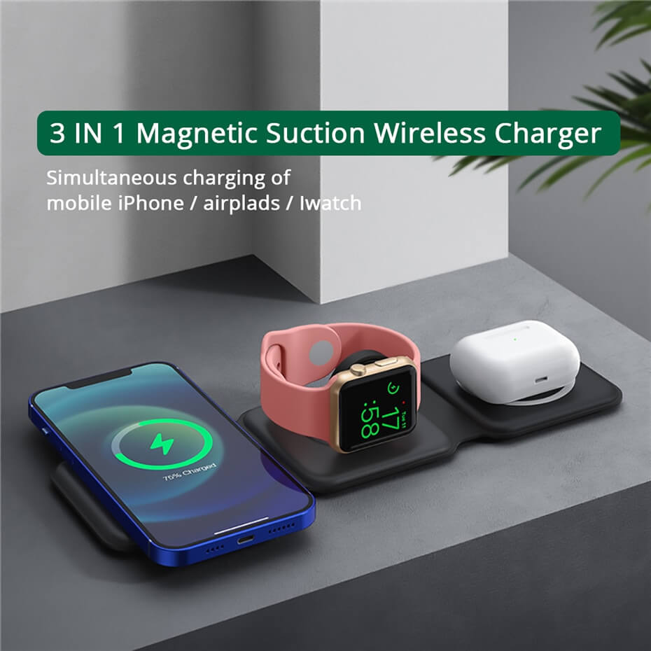 3-in-1 Magnetic Foldable Wireless Charger