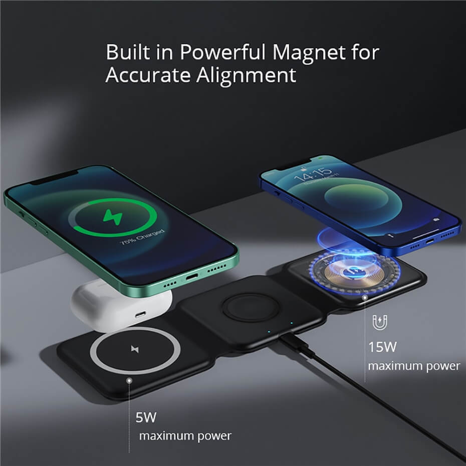 3-in-1 Magnetic Foldable Wireless Charger