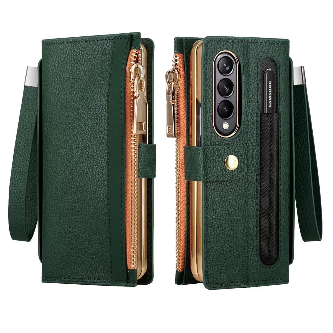 Applicable To For Galaxy ZFold4 Folding Electroplating Zipper Phone Case