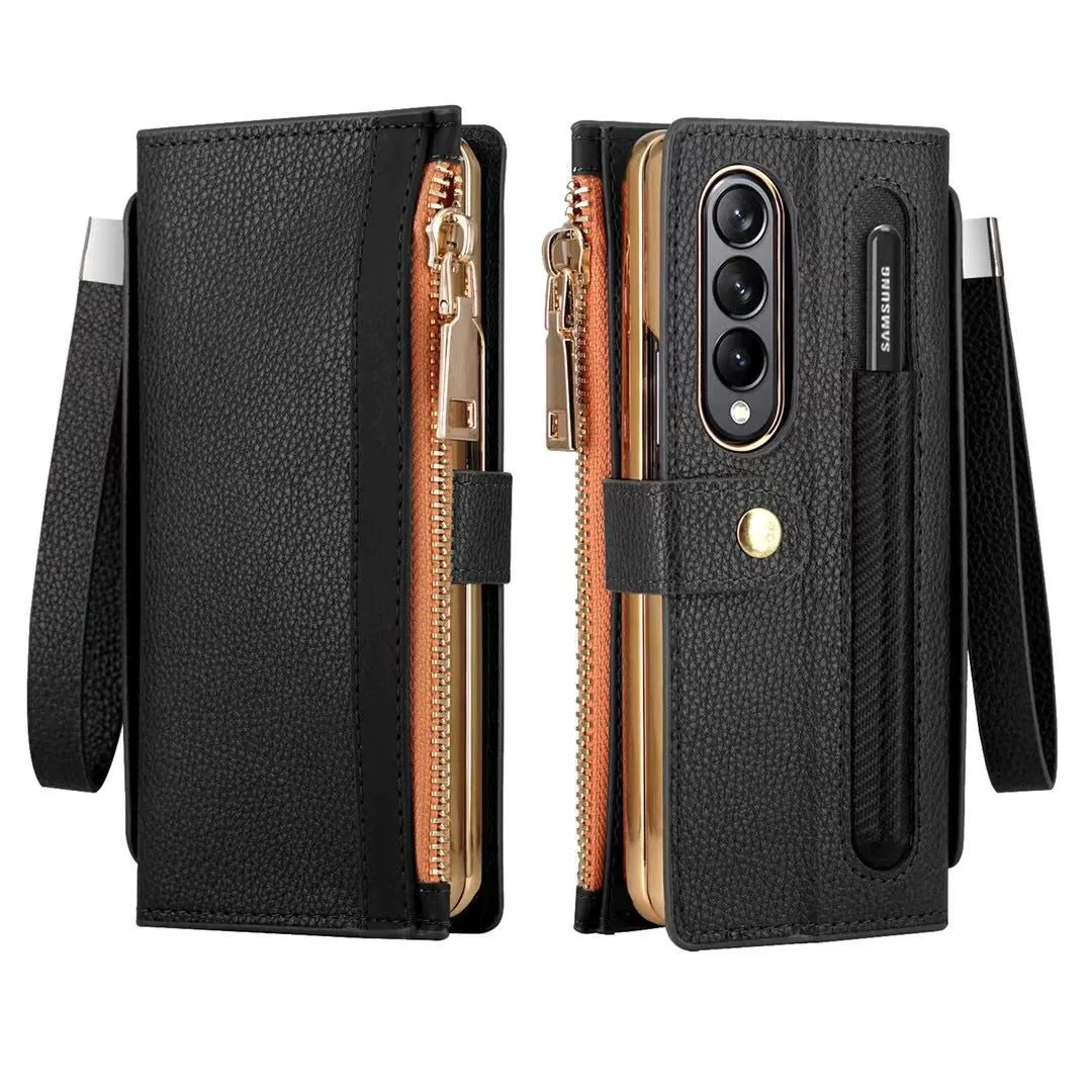 Applicable To For Galaxy ZFold4 Folding Electroplating Zipper Phone Case