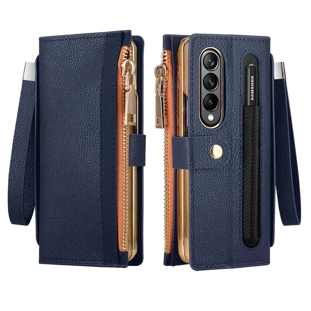 Applicable To For Galaxy ZFold4 Folding Electroplating Zipper Phone Case