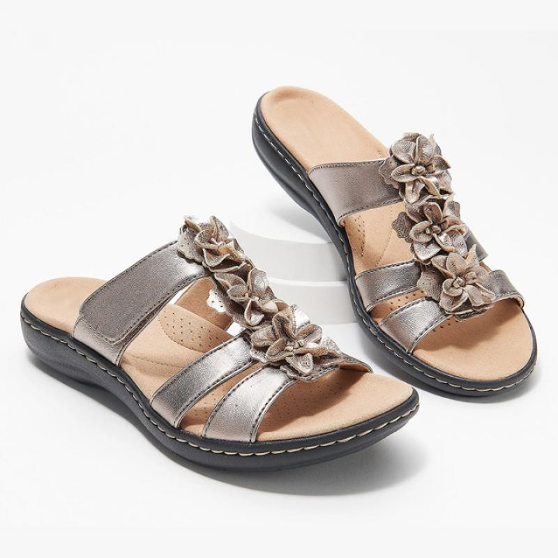 Clank Collection Leather Slide Sandals - Laurie Judy