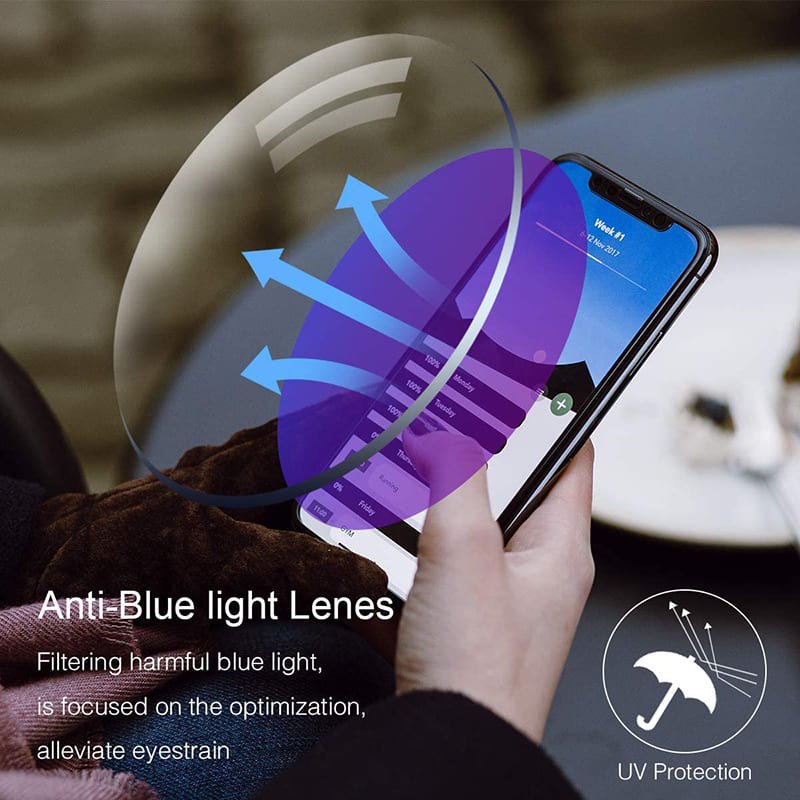 ColorLight Blue gems high hardness Anti-wear anti blue light intelligent dual focus reading glasses