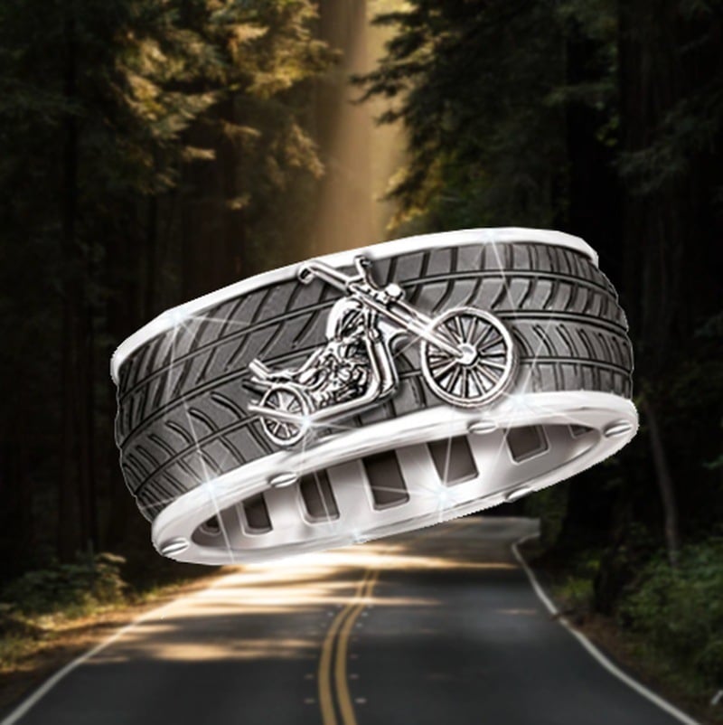 Custom Stainless Steel And Onyx Men’s Motorcycle Ring