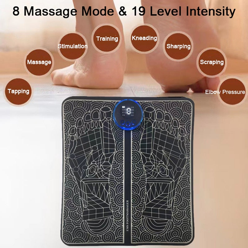 Electric EMS Foot Massager Pad Portable Foldable