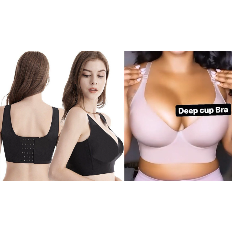 Fashion Deep Cup Bra Hide Back Fat Full Back Coverage Push Up Bra With Shapewear Incorporated