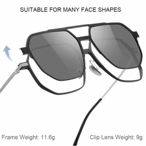 FOR MEN & WOMEN “3-IN-1 MAGNETIC POLARIZED SUNGLASSES: ALUMINUM-MAGNESIUM FRAME, NIGHT VISION & PILOT STYLE “