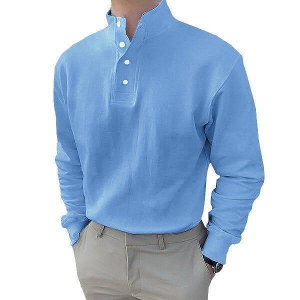 Gentleman's Simple Basic Stand-up Collar Long-sleeved Polo Shirt