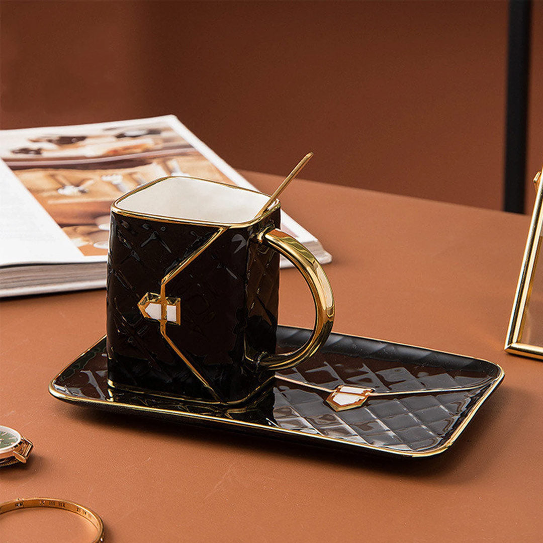 Handbag - Shaped Creative Mug With Saucer & Spoon