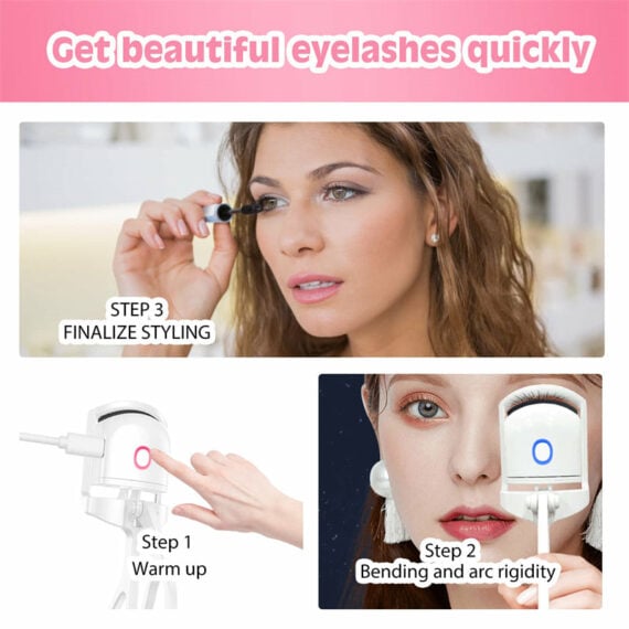 HEATED EYELASH CURLER ELECTRIC TEMPERATURE CONTROL MINI EYELASH CURLER ...