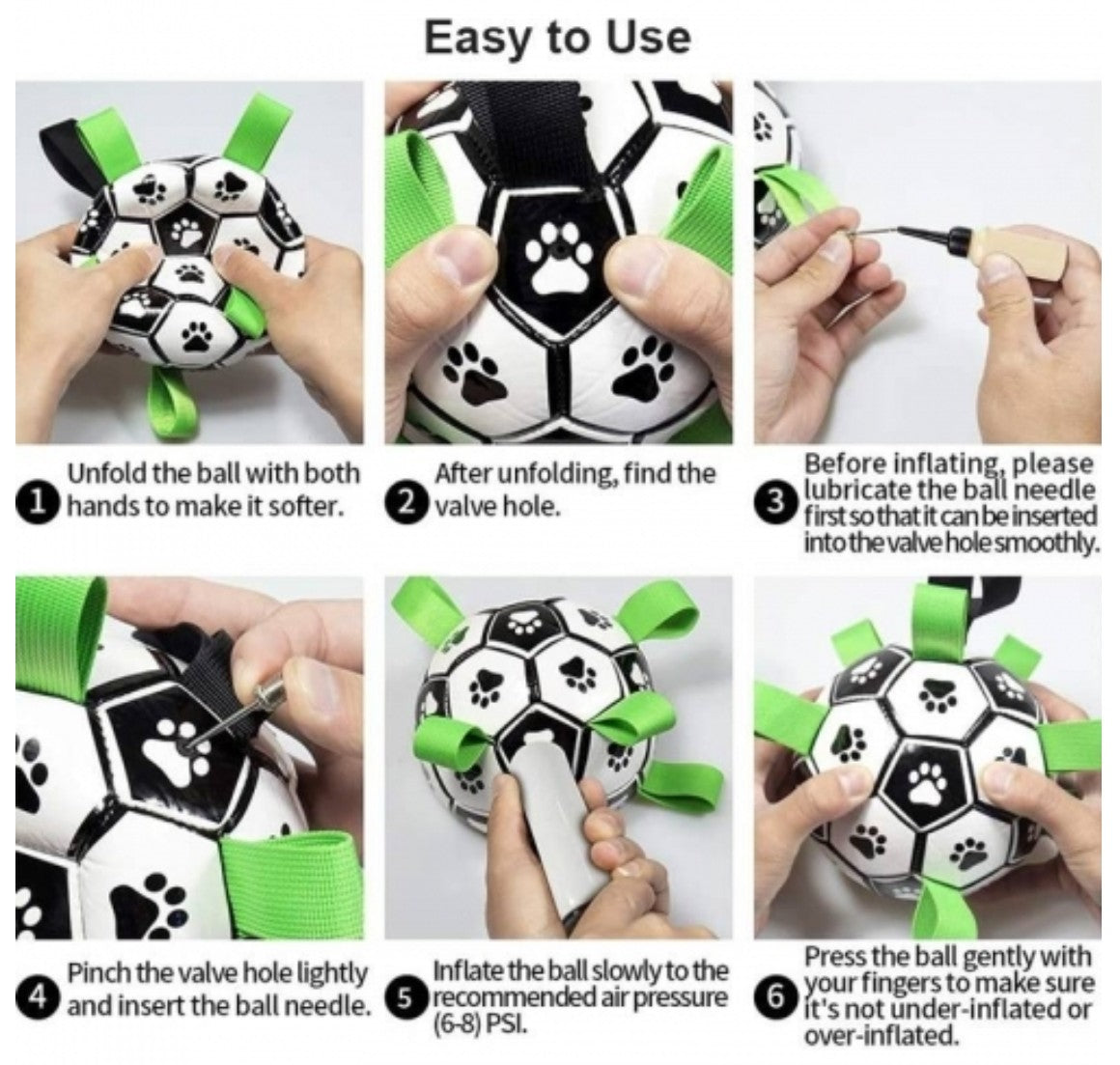 Interactive Dog Football Soccer with Grabbing Tabs