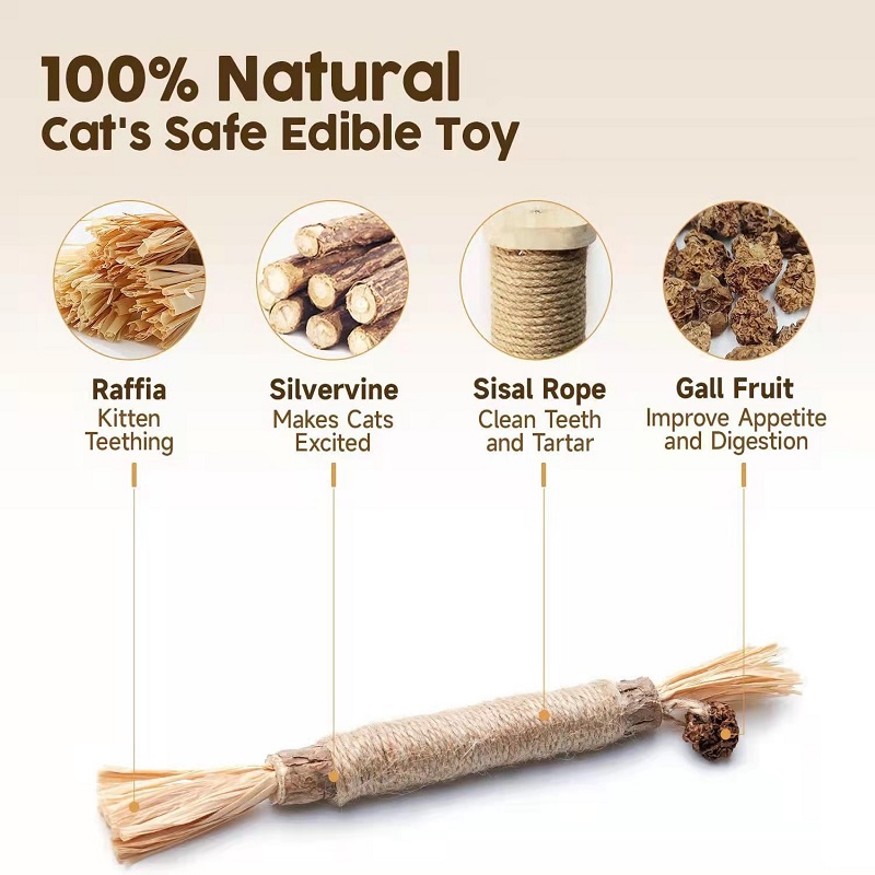 Last Day 70% OFF - Natural Silvervine Stick Cat Chew Toy - BUY 3 Get 1 Free