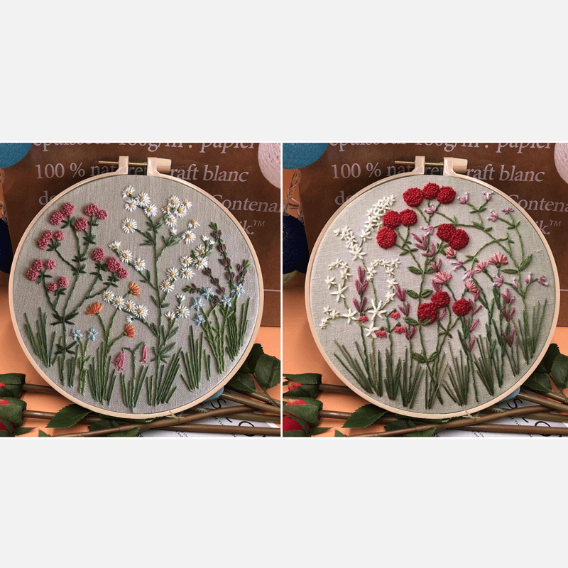 Last Day 70% OFF - Perfect Gift - Embroidery Hoop Flower Kit for Beginner