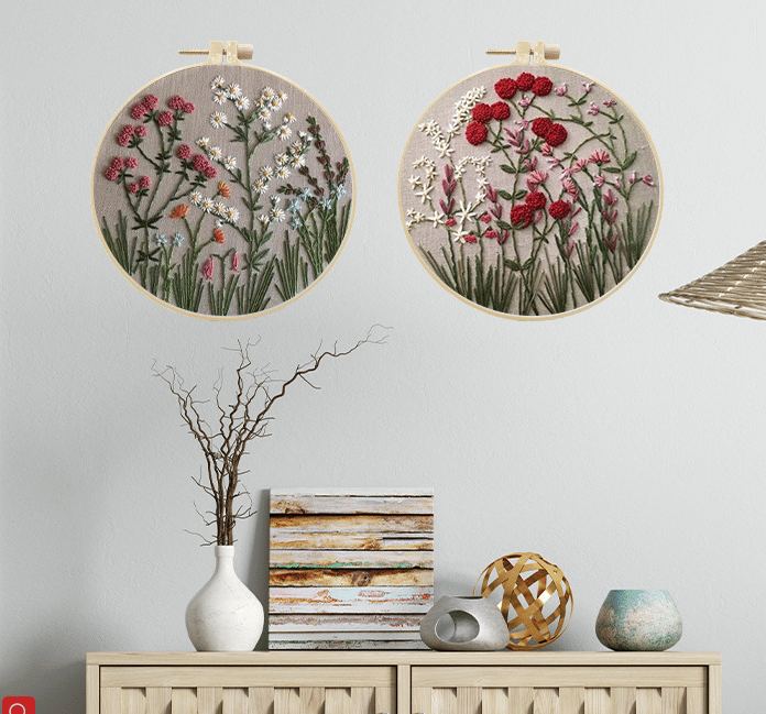 Last Day 70% OFF - Perfect Gift - Embroidery Hoop Flower Kit for Beginner