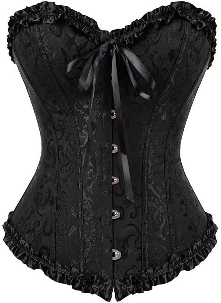 Last Day 70% OFF - Women's Lacing Corset Top Satin Floral Boned Overbust Body Shaper Bustier