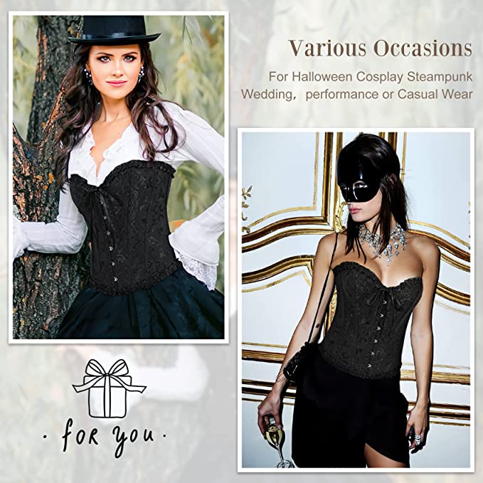 Last Day 70% OFF - Women's Lacing Corset Top Satin Floral Boned Overbust Body Shaper Bustier