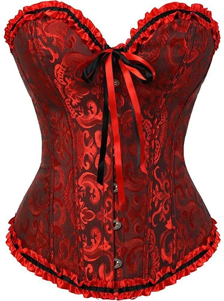 Last Day 70% OFF - Women's Lacing Corset Top Satin Floral Boned Overbust Body Shaper Bustier