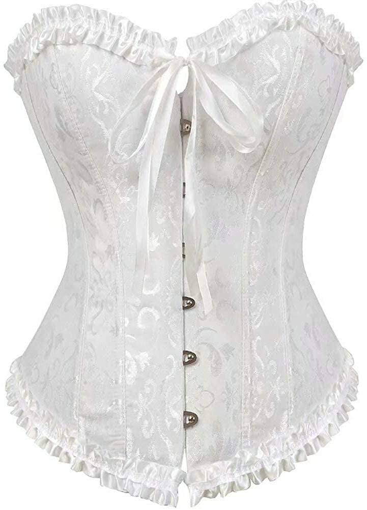 Last Day 70% OFF - Women's Lacing Corset Top Satin Floral Boned Overbust Body Shaper Bustier