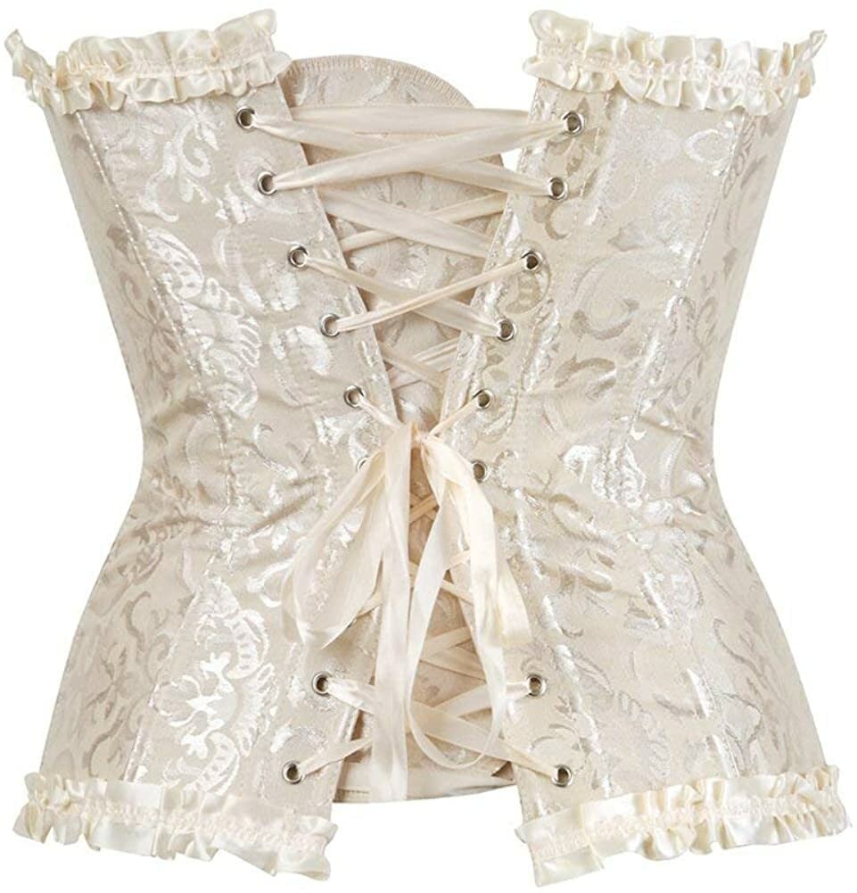 Last Day 70% OFF - Women's Lacing Corset Top Satin Floral Boned Overbust Body Shaper Bustier