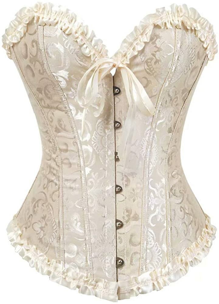 Last Day 70% OFF - Women's Lacing Corset Top Satin Floral Boned Overbust Body Shaper Bustier