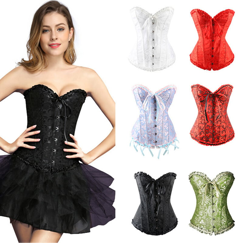 Last Day 70% OFF - Women's Lacing Corset Top Satin Floral Boned Overbust Body Shaper Bustier