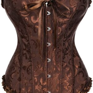 Last Day 70% OFF – Women’s Lacing Corset Top Satin Floral Boned Overbust Body Shaper Bustier