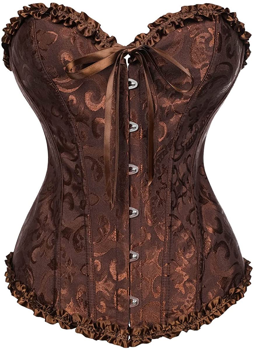 Last Day 70% OFF - Women's Lacing Corset Top Satin Floral Boned Overbust Body Shaper Bustier