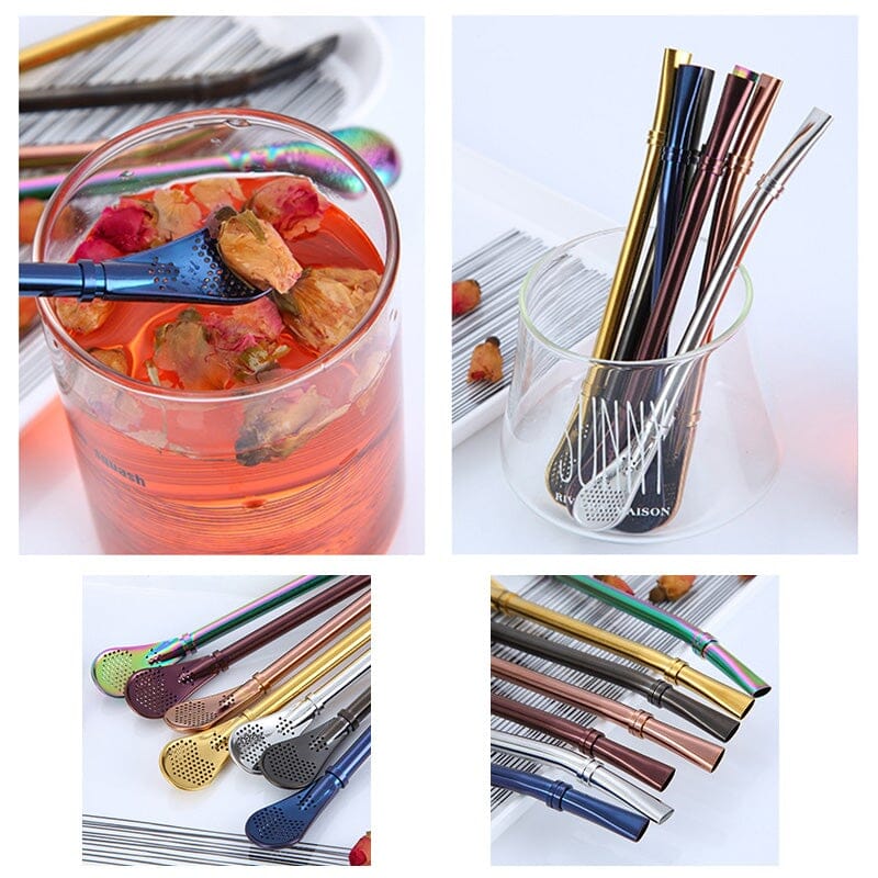 Last Day Promotion-2 in 1 Stainless Steel Spoon Drinking Straw-BUY MORE SEND MORE