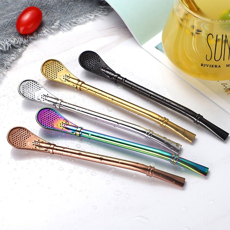 Last Day Promotion-2 in 1 Stainless Steel Spoon Drinking Straw-BUY MORE SEND MORE