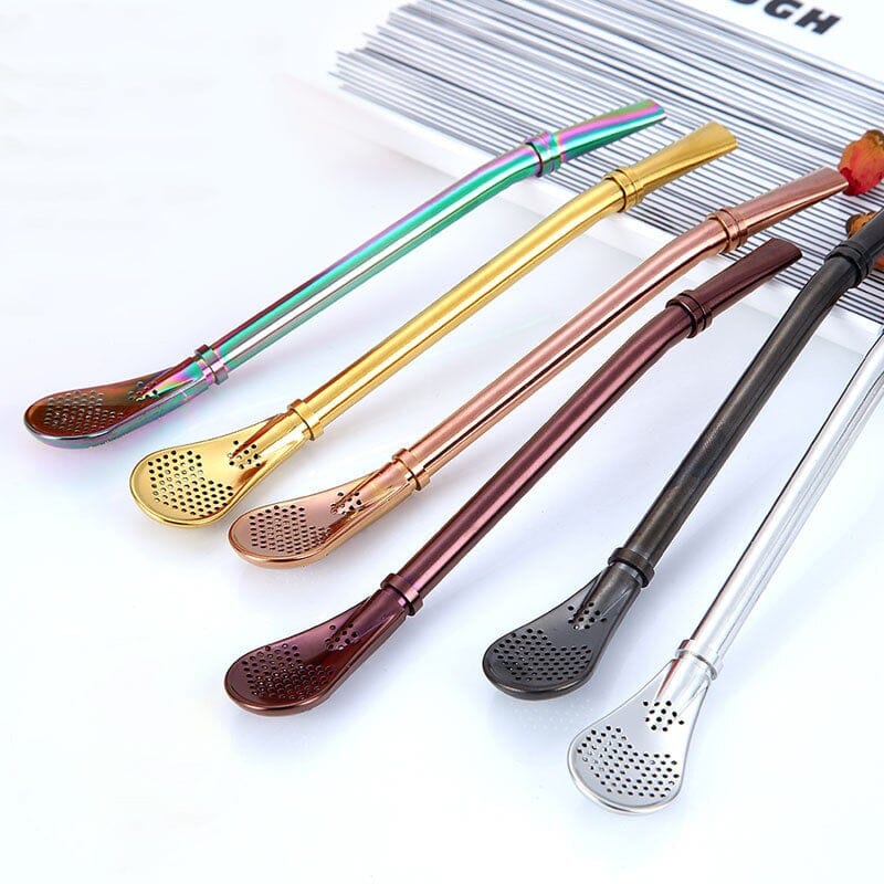 Last Day Promotion-2 in 1 Stainless Steel Spoon Drinking Straw-BUY MORE SEND MORE