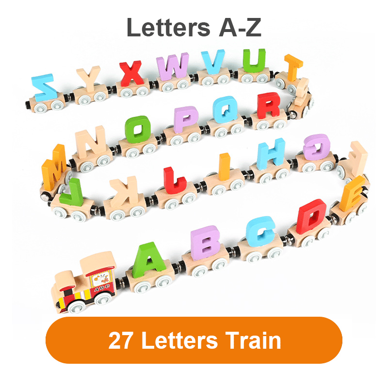 Last Day Promotion 40% OFF - Numbers And Letters Magnetic Train Puzzle Wooden Toy Car