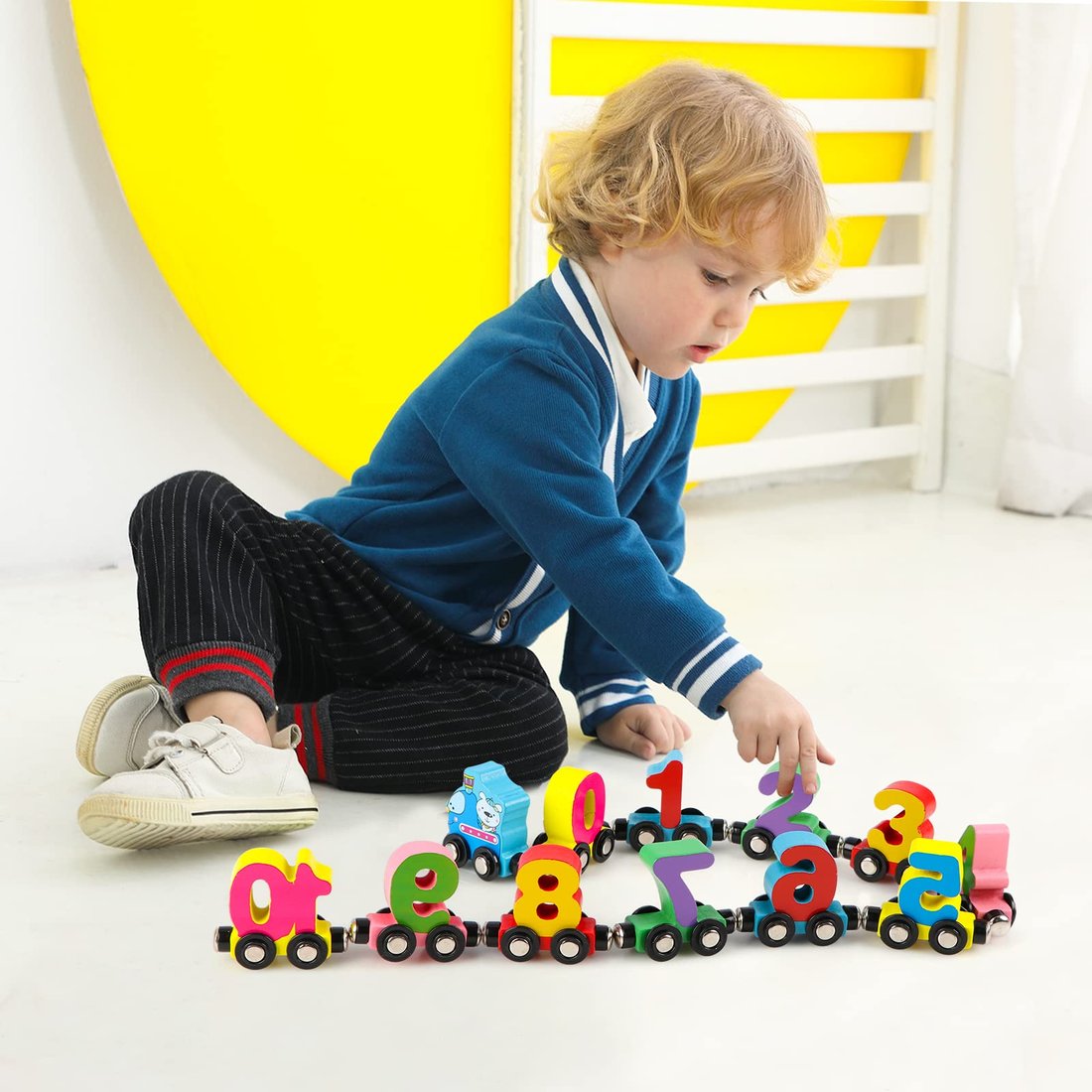 Last Day Promotion 40% OFF – Numbers And Letters Magnetic Train Puzzle Wooden Toy Car