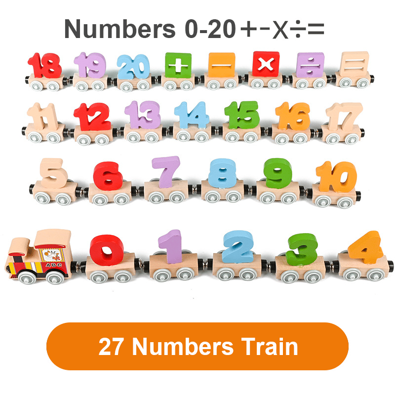 Last Day Promotion 40% OFF - Numbers And Letters Magnetic Train Puzzle Wooden Toy Car