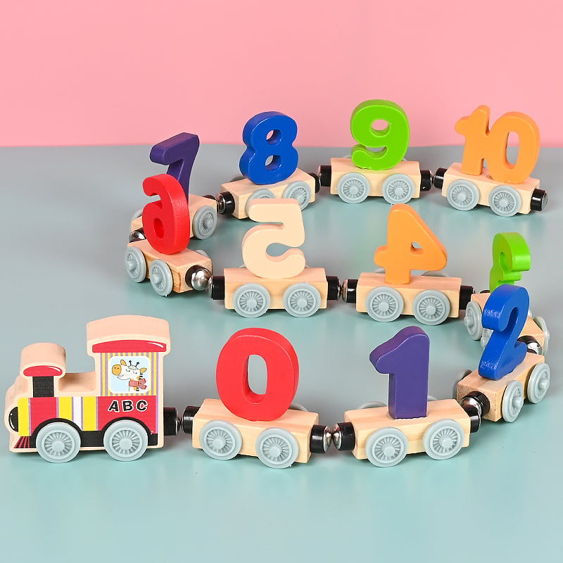 Last Day Promotion 40% OFF - Numbers And Letters Magnetic Train Puzzle Wooden Toy Car