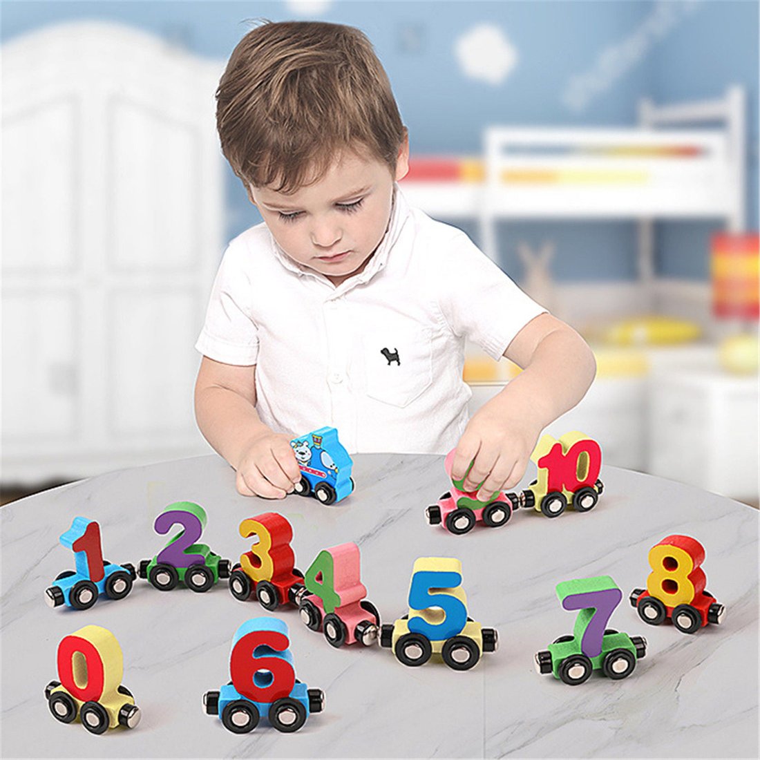 Last Day Promotion 40% OFF - Numbers And Letters Magnetic Train Puzzle Wooden Toy Car