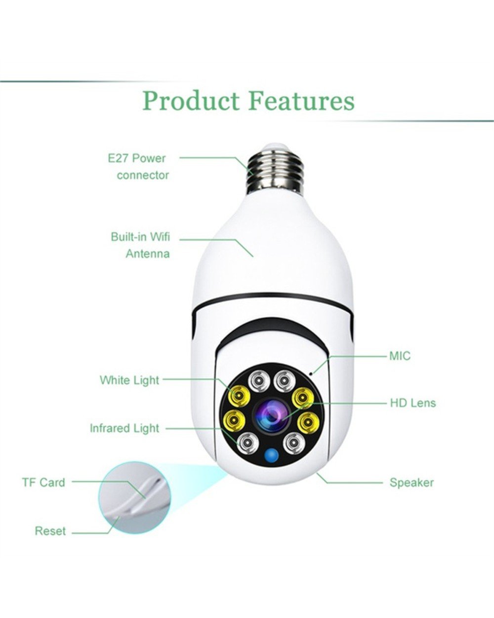 Last Day Promotion-Wireless Wifi Light Bulb Camera Security Camera