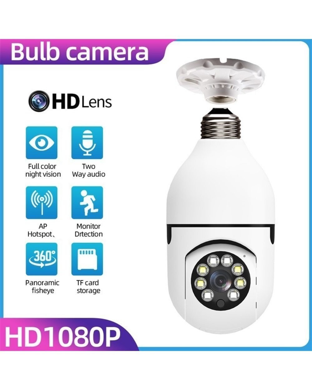 Last Day Promotion-Wireless Wifi Light Bulb Camera Security Camera